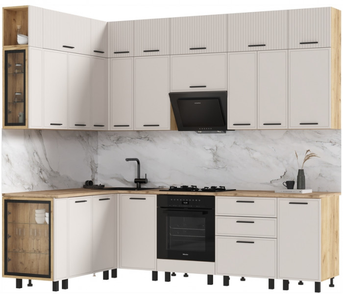 Модульная кухня Бьянка 1,6х2,6/1080м, Дуб крафт/Кашемир