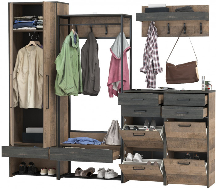 Трувор Прихожая 238, дуб гранж песочный/интра