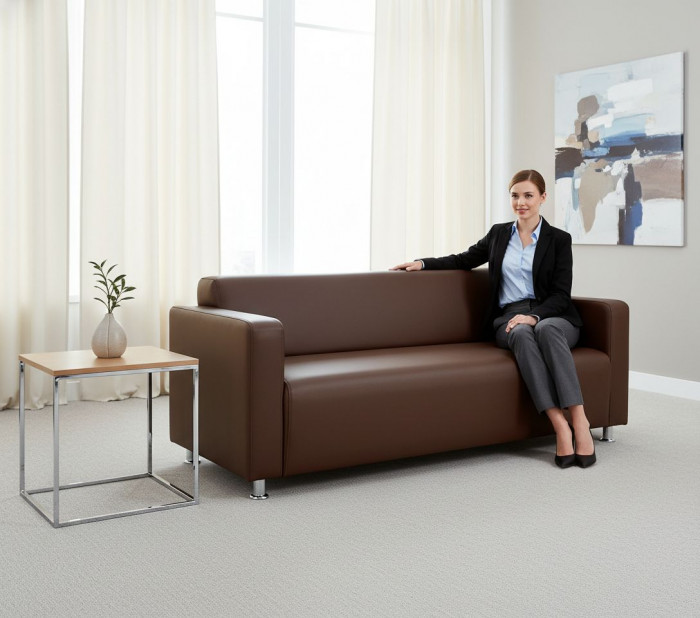 Диван прямой Томи, 200 см, экокожа, коричневый