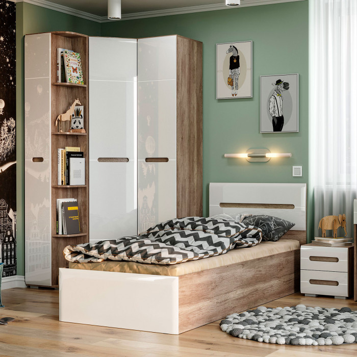 Спальня "Наоми" КР-12 дуб каньон/белый глянец МF07