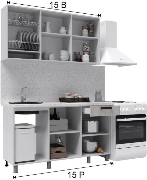 Кухонный гарнитур Версаль 1,5м Айвори/Васаби