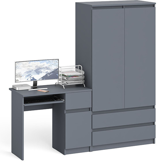 Мори Стол компьютерный МС-1 правый + Шкаф МШ900.1, цвет графит, ШхГхВ 180,4х50,4х179,6 см., выдвижной ящик справа, НЕ универсальная сборка