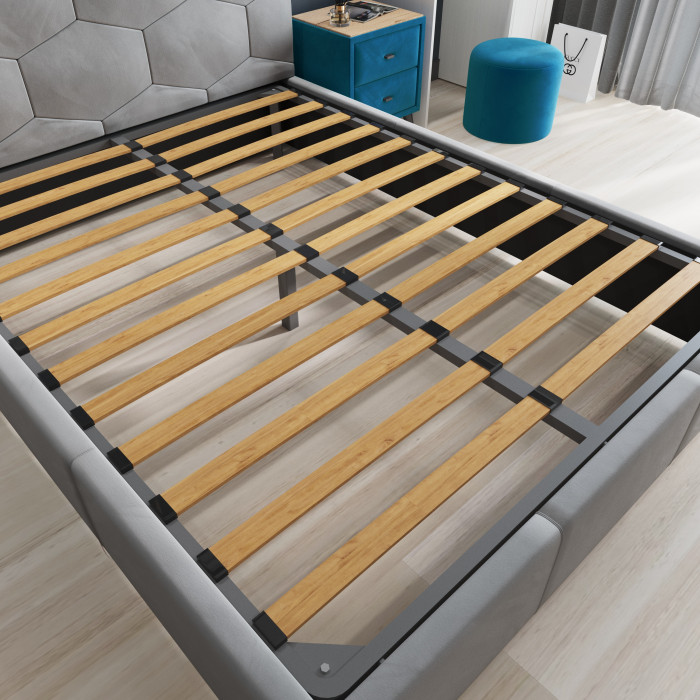 Манука Кровать интерьерная 160 светло-серый, ортопед