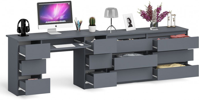 Мори компьютерный стол МС-2 + Комод МК1380.6, графит