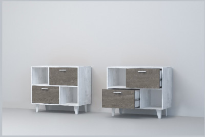 Эго Тумба Т-1 НГ (Камень Темный/Бетон Светлый)