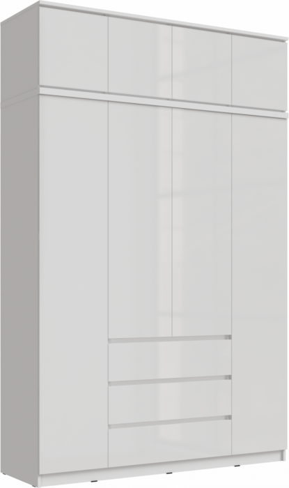 Челси Шкаф 1600 + антресоль 1600 (Белый глянец, Белый)