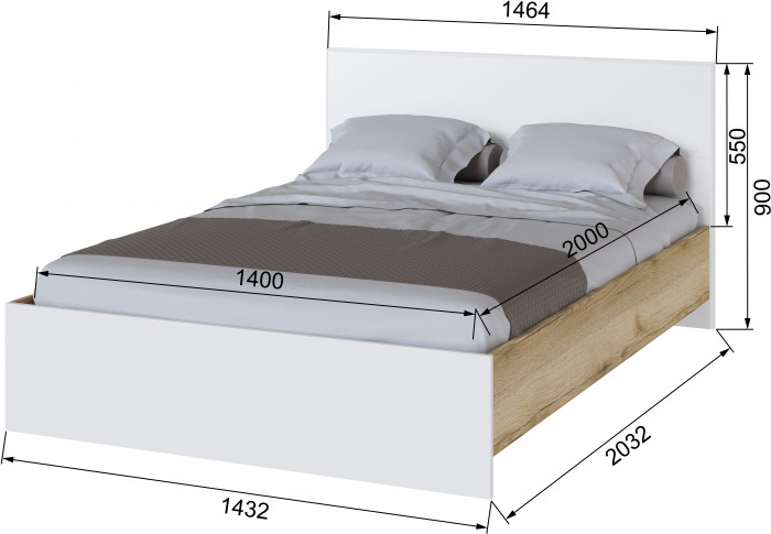 Плейона Кровать 1400 делано/белый