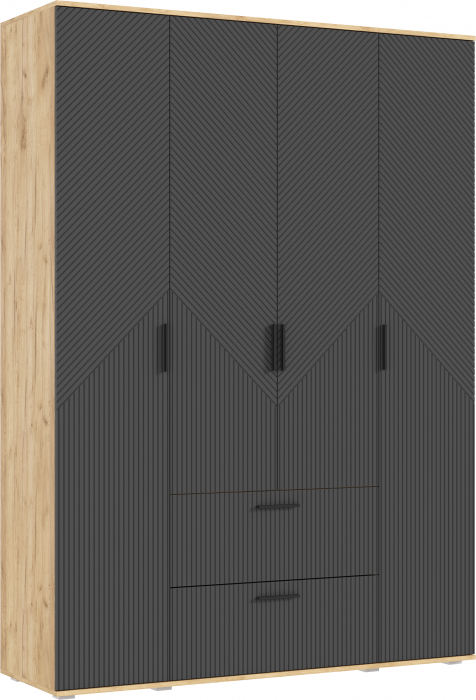 Сильвия Шкаф 4-х створчатый 1600, Браш Графит/Дуб Крафт