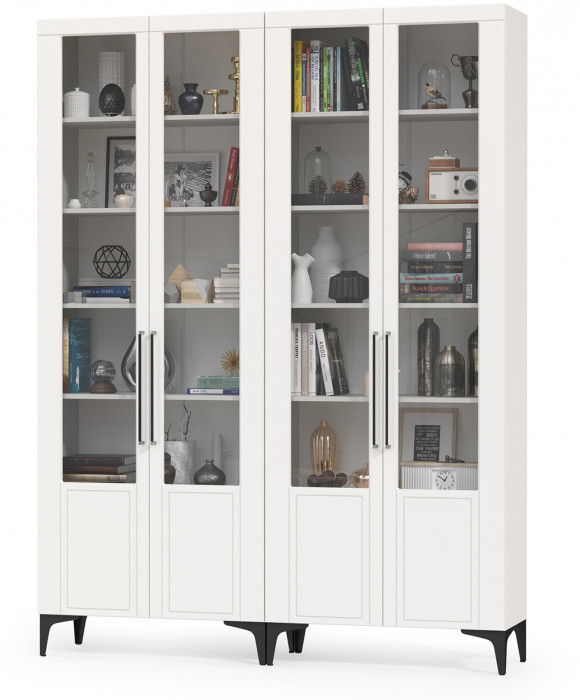 Валенсия Гостиная № 126, ЛДСП белый шагрень/МДФ белый шагрень