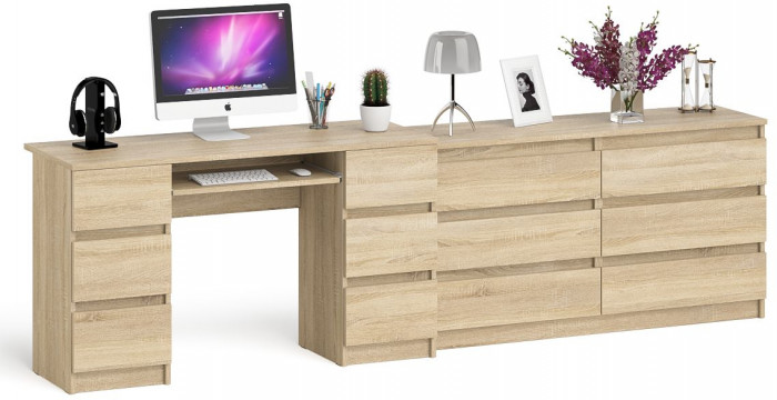Мори компьютерный стол МС-2 + Комод МК1380.6, дуб сонома
