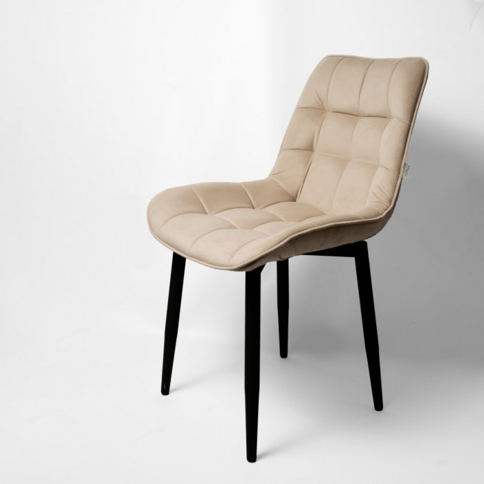 Стул "Бостон" черный матовый Velutto 07 бежевый