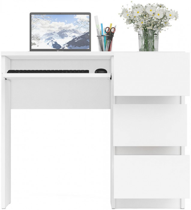 Мори Стол компьютерный МС-6 правый, цвет белый, ШхГхВ 90х50х76,6 см., выдвижные ящики справа, НЕ универсальная сборка