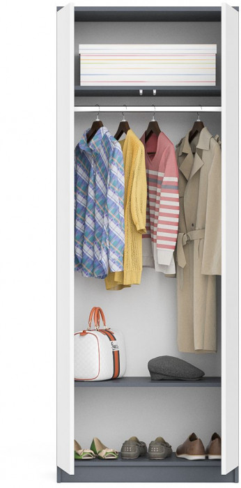 Мори Шкаф МШ800.1, цвет графит/белый, ШхГхВ 80,4х50,4х209,6 см.