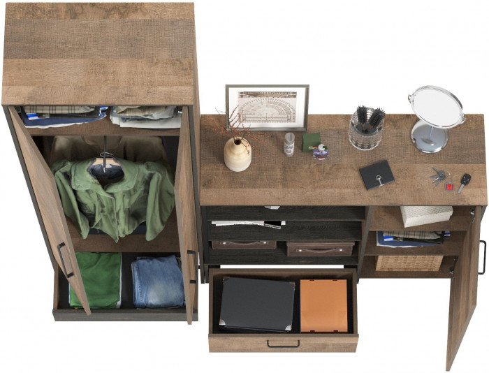 Трувор 13.328.02 Шкаф для одежды + 13.307.01 Комод, дуб гранж песочный/интра