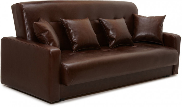 Диван-кровать Аккорд 140х190, книжка, пружинный блок, экокожа, цвет коричневый