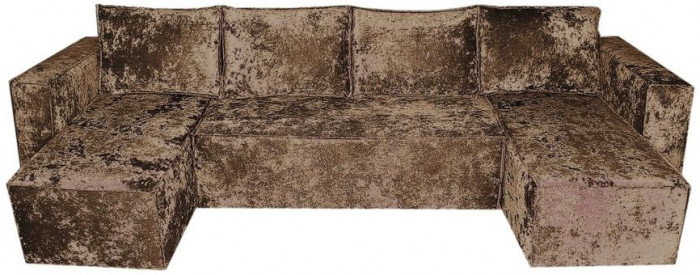 Диван-кровать Лофт Люкс Плюш П-образный с 2 отоманками, еврокнижка, 145х270, коричневый