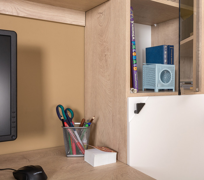 Бостон № 30, дуб эндгрейн элегантный/фасады МДФ милк рикамо софт