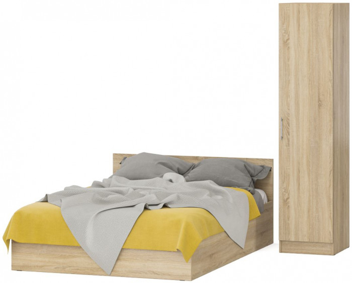 Кровать 1400 + Пенал Стандарт, дуб сонома