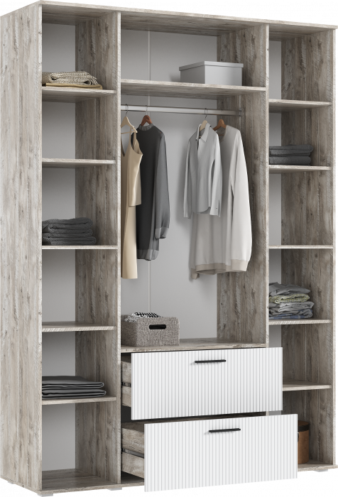 Сильвия Шкаф 4-х створчатый 1600, Браш Вайт/Дуб Юкон
