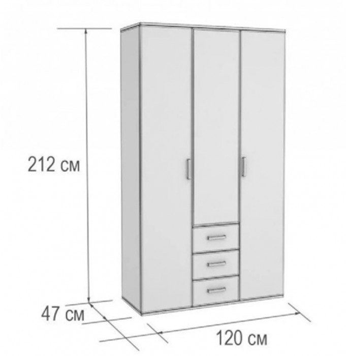 Шкаф трехдверный Белла, венге/ясень белый