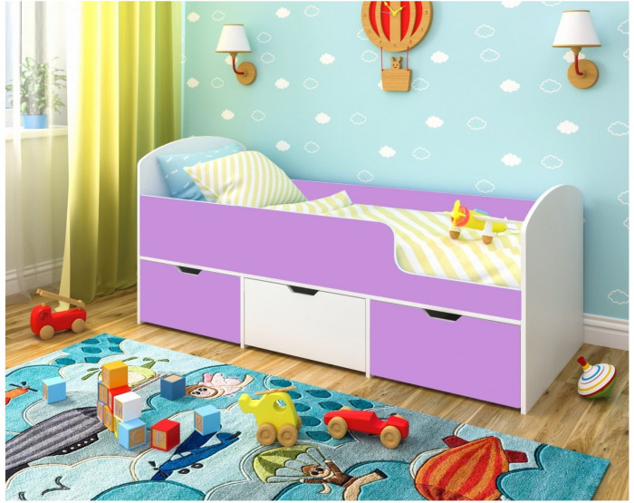 Кровать Малыш Мини (Белое дерево/Ирис)