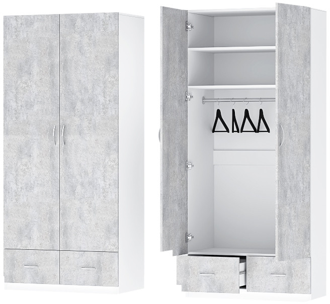 Детская комната Бриз ЛДСП, набор 5, Белый/Цемент светлый