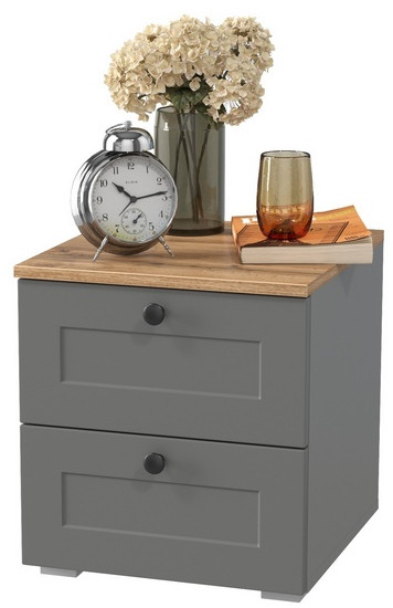Остин 16.152 Тумба прикроватная, цвет серый графит/дуб крафт золотой, ШхГхВ 40х41,9х43,9 см.
