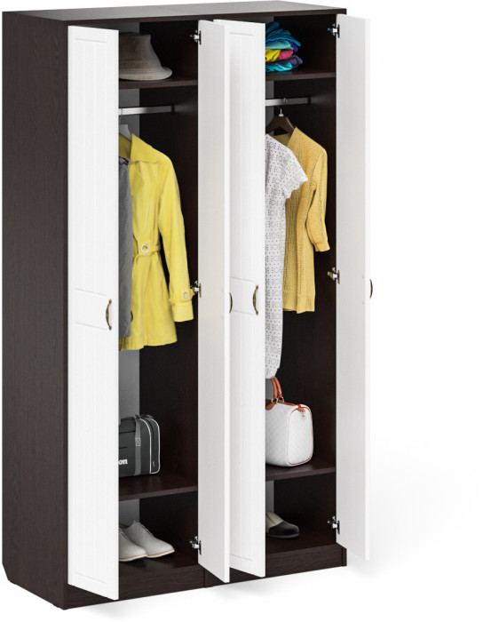 Прихожая П-6 Шкаф + Шкаф, цвет венге/фасады МДФ белое дерево фрезеровка прованс, ШхГхВ 120х50х210 см.