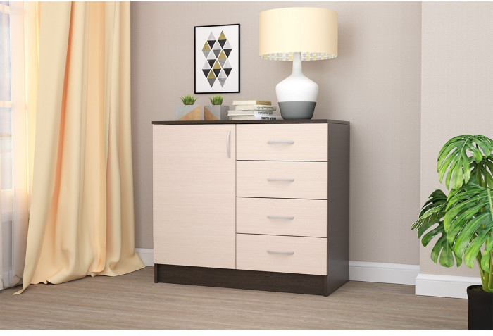 Кэт-7 Комод 1 створка, ящики (Венге / Белфорт)