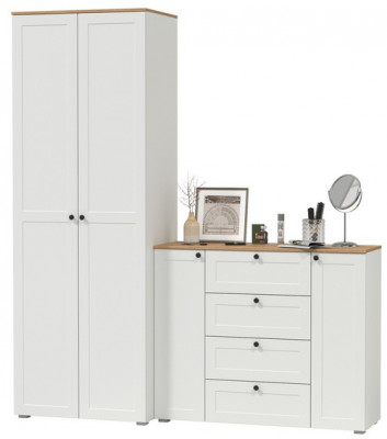 Остин Прихожая 04, белый шагрень/дуб крафт золотой