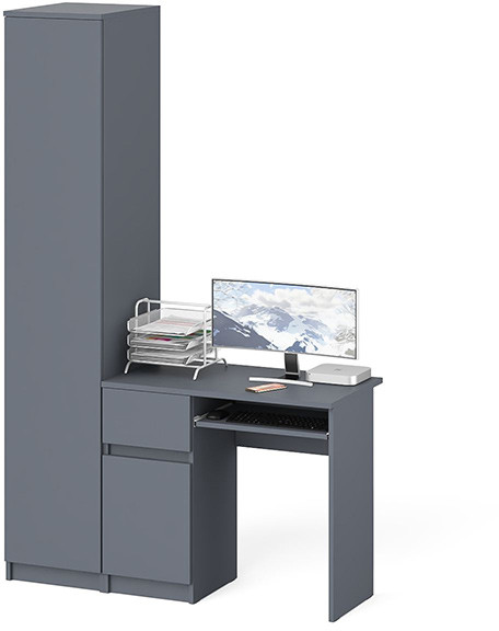 Мори компьютерный стол МС-1 левый + Пенал МШ400.1, графит