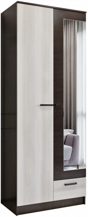 Адель Шкаф 0,8 + полки, вотан/Белый глянец