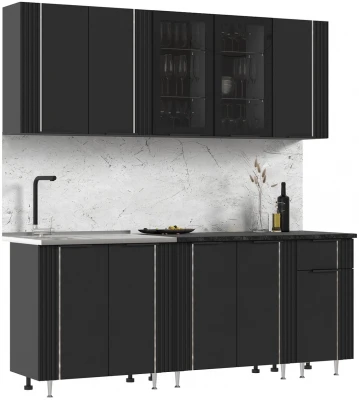 Кухня Виктория 2,0м Пластер блэк/графит