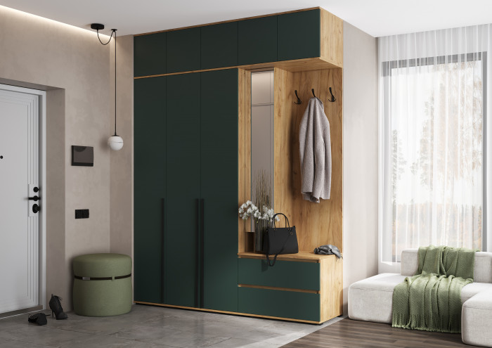 Норд Прихожая, композиция №1, Дуб крафт/Изумрудный