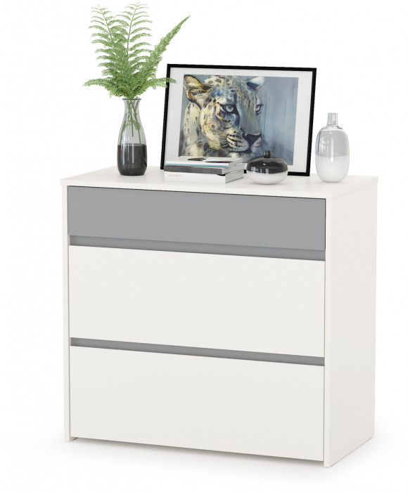 Торонто 11.39 Кровать + 16.475 Полка + 13.321 Комод, цвет белый шагрень/стальной серый, ШхГхВ 274х84,4х150 см., сп. м. 800х1900 мм, б/м, основан. есть