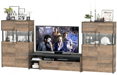 Трувор Гостиная 068, цвет дуб гранж песочный/интра, ШхГхВ 321,4х45,4х135,3 см., универсальная сборка