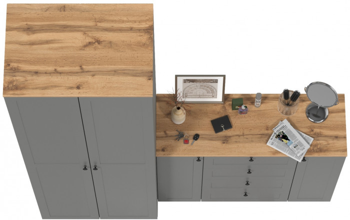 Остин Прихожая 04, серый графит/дуб крафт золотой