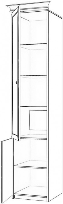 Бэль Шкаф однодверный со стеклом + Карнизы 402/424 Слоновая кость