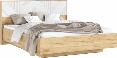 Ирис Кровать парящая с ПМ 160 с подсветкой, крафт/браш вайт