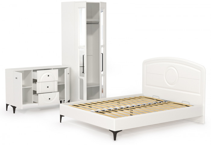 Валенсия Спальня № 17, цвет ЛДСП белый шагрень/МДФ белый шагрень, ортопед есть, сп. м. 1600х2000 мм., б/м