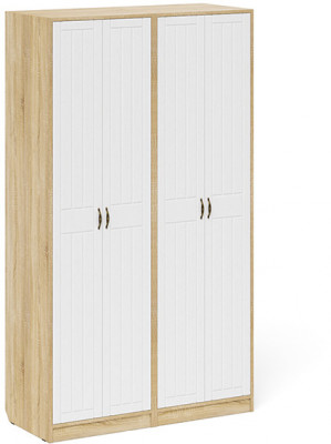 Прихожая П-6 Шкаф + Шкаф, цвет дуб сонома/фасады МДФ белое дерево фрезеровка прованс, ШхГхВ 120х50х210 см.