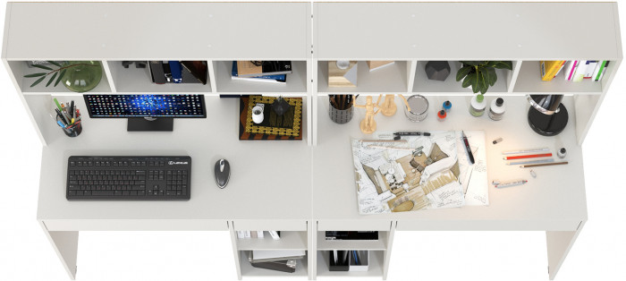 компьютерный стол Комфорт 12.77F + компьютерный стол Комфорт 12.77F, белый шагрень