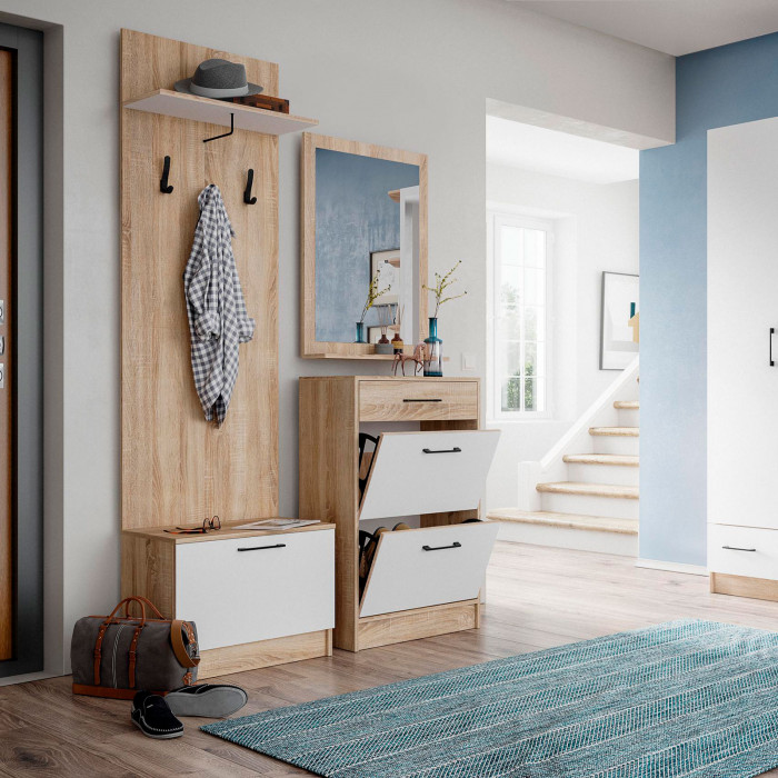 Прихожая Денвер обувница дуб сонома/белый