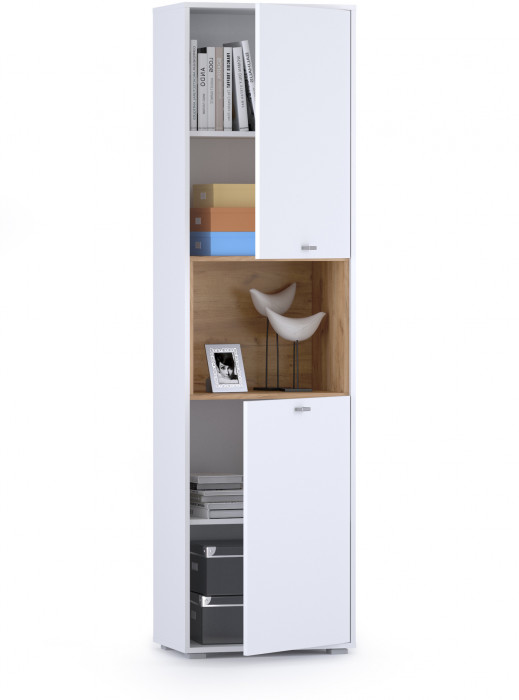 Бэль 10.04 Шкаф комбинированный, дуб крафт золотой/белый премиум