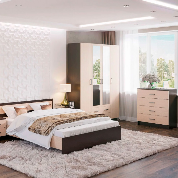 ГАРМОНИЯ КМ 601 комод 4 ящика (0,85х0,934х0,408) дуб крафт белый/дуб крафт серый