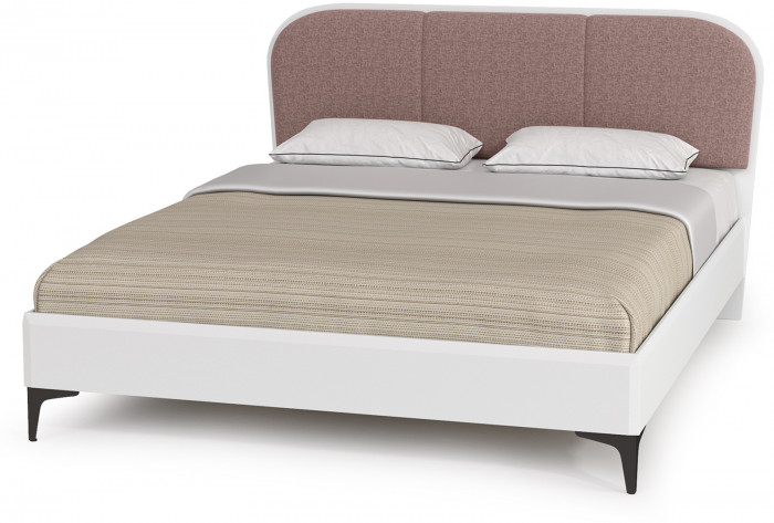 Валенсия Спальня № 18, цвет ЛДСП белый шагрень/МДФ белый шагрень/ткань велутто 19, ортопед есть, сп. м. 1600х2000 мм., б/м