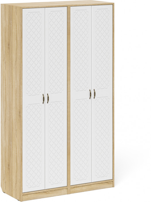 Прихожая П-6 Шкаф + Шкаф, цвет дуб сонома/фасады МДФ белое дерево фрезеровка ромб, ШхГхВ 120х50х210 см.