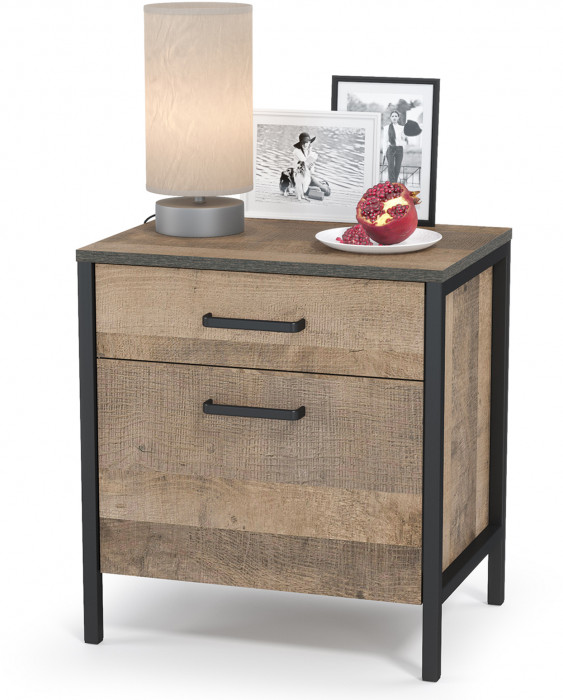 Трувор 13.290 Тумба прикроватная, цвет дуб гранж песочный/интра, ШхГхВ 50х36,6х54,4 см.