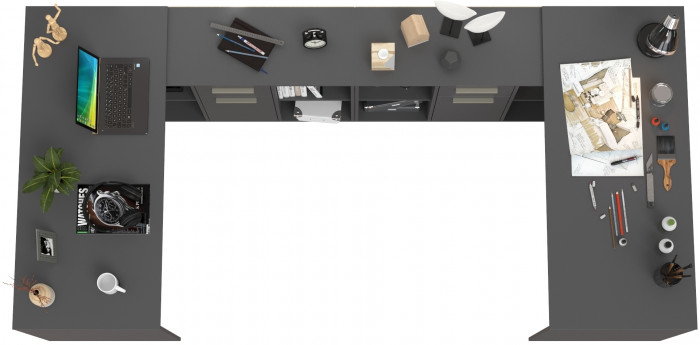 Лайт Стол письменный 03.245.01 + 03.245.01, цвет тёмно-серый, ШхГхВ 342,9х136,2х75,2 см.(угловой) или 407,4х60х75,2 см.(прямой), универсальная сборка