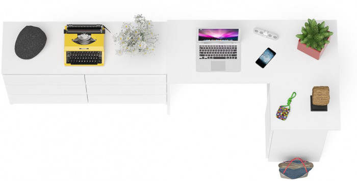 Мори Стол компьютерный МС-16 правый + Комод МК1200.6, цвет белый, ШхГхВ 244,8х84,9х76,6 см., выдвижные ящики справа, НЕ универсальная сборка